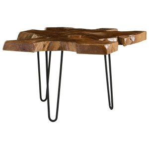 Livetastic Beistelltisch, Natur, Holz, Metall, Teakholz, vollmassiv, Freiform, A-Form, 80x46x80 cm, Wohnzimmer, Wohnzimmertische, Beistelltische,