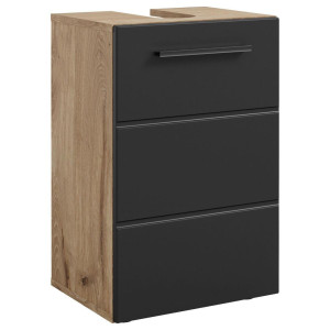 Mid.you Waschbeckenunterschrank, Schwarz, Eiche, Kunststoff, 1 Fächer, 40x60x31 cm, stehend, Badezimmer, Badezimmerschränke, Waschbeckenunterschränke