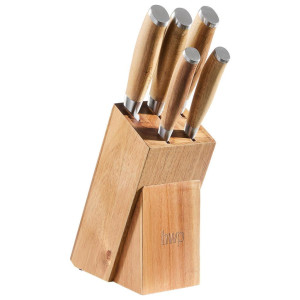 Homeware Profession. Messerblock Toronto, Akazie, Holz, Metall, 6-teilig, Akazie, massiv, Lfgb, Kochen, Küchenmesser, Messersets