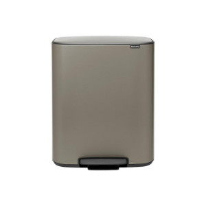 Brabantia Abfalleimer BO Treteimer, Grau, Kunststoff, 2 X 30 L, 54.1x65.2x36.3 cm, Küchen, Küchenausstattung, Mülleimer