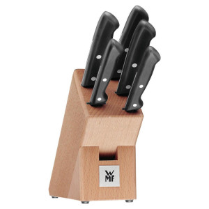 WMF Messerblock Classic Line, Natur, Schwarz, Holz, Metall, 6-teilig, Buche, Kochen, Küchenmesser, Messersets