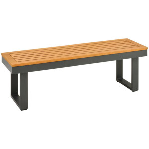 Amatio Basic Sitzbank, Anthrazit, Akazie, Holz, Metall, Akazie, massiv, 2-Sitzer, 120x40x35 cm, Fsc, Esszimmer, Bänke, Sitzbänke