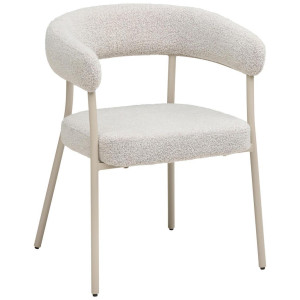 Mid.you Armlehnstuhl, Creme, Grau, Metall, Textil, Rundrohr, 60x75x55 cm, Esszimmer, Stühle, Esszimmerstühle, Armlehnenstühle