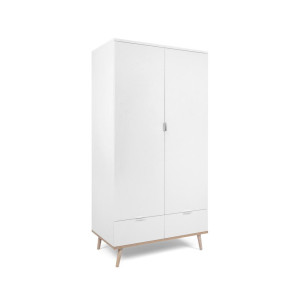 P & B Drehtürenschrank, Weiß, Eiche, Holzwerkstoff, 4 Fächer, 2 Schublade(n) Schubladen, 90x180x55 cm, Schlafzimmer, Kleiderschränke, Kleiderschränke