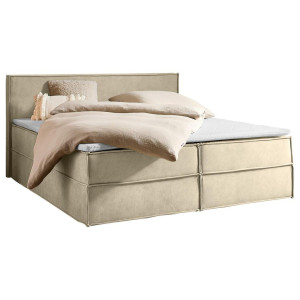 Chameo Boxbett, Beige, Kunststoff, H3, Höhe ca. 25 cm, 180x200 cm, Bettkasten, gepolstertes Kopfteil, Topper durchgehend, in verschiedenen Größen