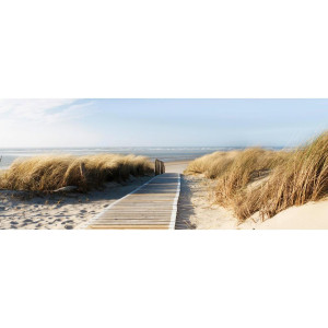 Euroart Glasbild, Mehrfarbig, Glas, Strand \\u0026 Meer, rechteckig, 50x125x1.40 cm, Fotografie, einfache und schnelle Anbringung, glänzend, Bilder und