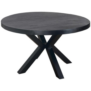 P & B Esstisch, Schwarz, Holz, Metall, Mangoholz, Holz, rund, 130x76x130 cm, Esszimmer, Tische, Esstische, Esstische rund