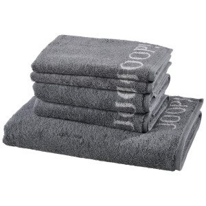 JOOP! Frottierset Classic Doubleface, Anthrazit, Grau, Textil, 5-teilig, Uni, Oeko-Tex® Standard 100, saugfähig, Aufhängeschlaufe, strapazierfähig,