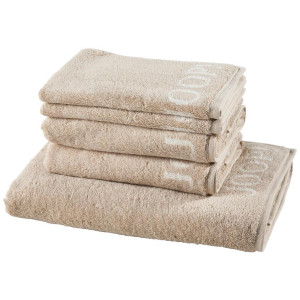 JOOP! Frottierset Classic Doubleface, Sand, Beige, Textil, 5-teilig, Uni, Oeko-Tex® Standard 100, saugfähig, Aufhängeschlaufe, strapazierfähig,