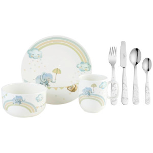 Villeroy & Boch Kindergeschirrset Walk Elephant, Mehrfarbig, Keramik, Elefant, 13.5x24x26.5 cm, lebensmittelecht, schadstofffrei, wiederverwertbar,