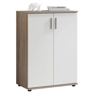 Kommode Bobby, Weiß, Eiche dunkel, Kunststoff, 1 Fächer, 60x84x35 cm, Made in EU, Wohnzimmer, Kommoden & Sideboards, Kommoden