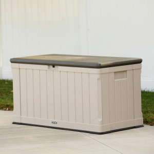 Kissenbox, Grau, Kunststoff, 128x67x64 cm, rostfrei, UV-beständig, wetterfest, Gasdruckfeder, Aufbewahrung & Schutzhüllen, Gartenboxen