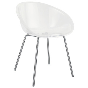 Stylife Armlehnstuhl, Chrom, Transparent, Metall, Kunststoff, Rundrohr, 60x79x55 cm, inklusive Armlehnen, Esszimmer, Stühle, Esszimmerstühle,