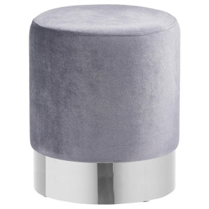 Xora Hocker, Grau, Chrom, Metall, Textil, rund, 35x42x35 cm, Wohnzimmer, Hocker, Sitzhocker