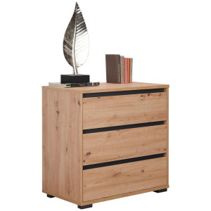 Carryhome Kommode, Anthrazit, Eiche, Kunststoff, 3 Schublade(n) Schubladen, 80x79x48 cm, Beimöbel erhältlich, stehend, Wohnzimmer, Kommoden &