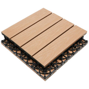 Ambia Garden Terrassenfliese Wpc, Ahorn, Holzwerkstoff, 30x2.1x30 cm, Global Recycled Standard (Grs), rutschfest, witterungsbeständig,
