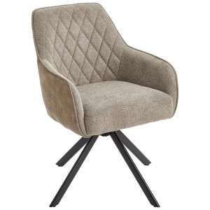 Livetastic Armlehnstuhl, Braun, Schwarz, Holz, Metall, Textil, Pappel, Sperrholz, Füllung: Schaumstoff, Taschenfederkern, Drehkreuz, 60x87x65 cm,