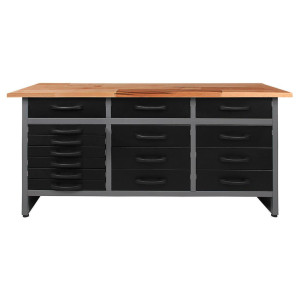 Werkbank, Anthrazit, Grau, Holz, Metall, Buche, 160x85x60 cm, Fsc, Freizeit, Heimwerken, Werkstatt, Werkbänke