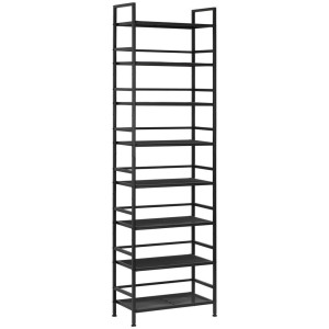 PBJ Schuhregal, Schwarz, Metall, 8 Fächer, 59x196x30 cm, Garderobe, Schuhaufbewahrung, Schuhregale