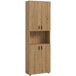 Mid.you Hochschrank, Eiche Artisan, Kunststoff, Holzoptik, 6 Fächer, 60x192x30 cm, stehend, freistehend, Badezimmer, Badezimmerschränke, Hochschränke