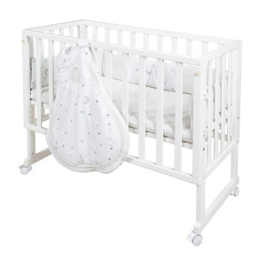 Roba Beistellbett Stubenbett 3 in 1 Sternenzauber, Weiß, Hellgrau, Textil, Holzwerkstoff, Schichtholz, 49.5x85.5x90 cm, Oeko-Tex® Standard 100, zur