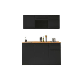 P & B Küchenblock Jazz Single, Schwarz, Eiche, Holzwerkstoff, 1 Schublade(n),1 Schublade(n) Schubladen, nur wie online abgebildet bestellbar, E, 160