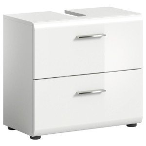 Mid.you Waschbeckenunterschrank, Weiß Hochglanz, Kunststoff, 2 Schublade(n) Schubladen, 60x55x30 cm, stehend, Badezimmer, Badezimmerschränke,