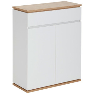 Xora Schuhschrank, Weiß, Eiche Artisan, Kunststoff, 3 Fächer, 1 Schublade(n) Schubladen, 85x106x38 cm, Typenauswahl, Beimöbel erhältlich, stehend,