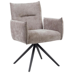 Stylife Armlehnstuhl, Schwarz, Taupe, Metall, Textil, Drehkreuz, 67x86x62 cm, Sitzfläche 360° drehbar, automatische Rückholfunktion, Esszimmer,