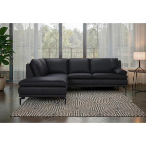 Mid.you Ecksofa, Schwarz, Leder, Echtleder, Büffelleder, 248x221 cm, Wohnzimmer, Sofas & Couches, Sofas, Ledersofas