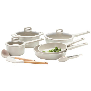 Homeware Profession. Kochtopfset, Klar, Beige, Holz, Metall, Kunststoff, Glas, 8-teilig, Buche, vollmassiv, 24 cm,16 cm, 4,1 L,1.5 L, rund, Lfgb, mit