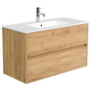 Mid.you Waschtischkombi, Eiche, Keramik, 2 Schublade(n) Schubladen, 101x58.6x47 cm, hängend, Badezimmer, Waschbecken & Armaturen, Waschtische