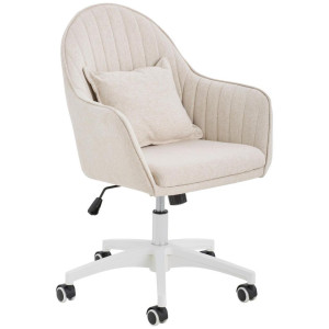 Livetastic Drehstuhl, Beige, Textil, Kunststoff, Metall, Füllung: Schaumstoff, Drehkreuz, 83-93x59 cm, Sitzfläche 360° drehbar, Arbeitszimmer,