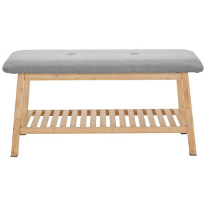Carryhome Schuhbank, Natur, Grau, Textil, Naturmaterialien, 1-Sitzer, 90x44.5x34.5 cm, Garderobe, Schuhaufbewahrung, Schuhregale