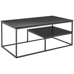 Mid.you Couchtisch, Schwarz, Metall, Holzwerkstoff, rechteckig, Flachrohr, 60x45x110 cm, Bsci, einfacher Aufbau, Wohnzimmer, Wohnzimmertische,