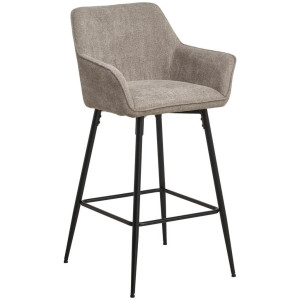 Mid.you Barhocker, Schwarz, Taupe, Holz, Metall, Textil, Pappel, Sperrholz, Rundrohr, 57x105x57 cm, Bsci, inklusive Armlehnen, Esszimmer, Barmöbel,