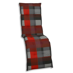 Relaxsesselauflage, Rot, Grau, Dunkelgrau, Textil, Karo, Füllung: Schaumstoff, Vlies, rechteckig, 50x7x170 cm, Oeko-Tex® Standard 100, pflegeleicht,