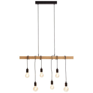 Eglo Hängeleuchte, Braun, Schwarz, Holz, Metall, furniert, Holz,Holz, länglich,länglich, 10 cm, Lampen & Leuchten, Innenbeleuchtung, Leuchten nach