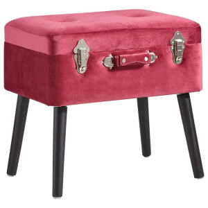 Xora Hocker, Schwarz, Bordeaux, Holz, Textil, Kiefer, rechteckig, 50x46x35 cm, Stauraum, Wohnzimmer, Hocker, Sitzhocker