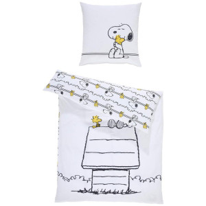 Herding Jugendbettwäsche Snoopy, Gelb, Schwarz, Weiß, Textil, 135x200 cm, Oeko-Tex® Standard 100, pflegeleicht, Schlaftextilien, Bettwäsche,