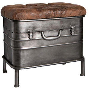 Carryhome Sitzbank, Anthrazit, Braun, Metall, Textil, 1-Sitzer, 51x48x34 cm, Truhe im Sitz, Esszimmer, Bänke, Sitzbänke