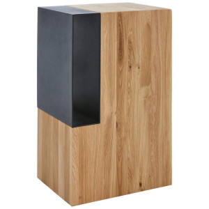 Valnatura Beistelltisch, Schwarz, Eiche, Holz, Metall, Eiche, massiv, rechteckig, Sockel, 28x60x38 cm, Stauraum, offenes Fach, einfacher Aufbau,