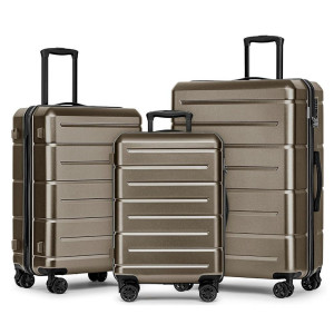Novel Reisekofferset, Braun, Metall, Kunststoff, Textil, 3-teilig, Bsci, 360°-Rollensystem, TSA-Schloss, Tragehenkel, verstellbarer Schultergurt,