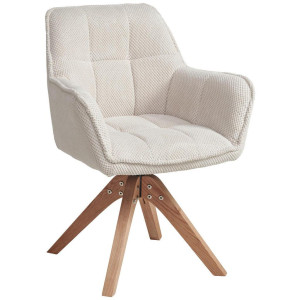 Livetastic Armlehnstuhl, Eiche, Beige, Holz, Textil, Eiche, massiv, Drehkreuz, 61x85x63 cm, Sitzfläche 360° drehbar, inklusive Armlehnen, Esszimmer,