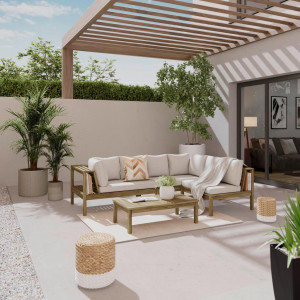 Gardenson Loungegarnitur, Akazie, Holz, Kunststoff, Akazie, teilmassiv, Füllung: Schaumstoff, 240x160 cm, FSC 100%, Loungemöbel, Gartenlounge-Sets