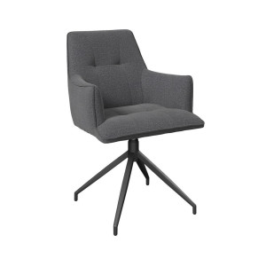 Ambia Garden Gartenstuhl, Grau, Dunkelgrau, Metall, Textil, Drehkreuz, 58x87x64 cm, wetterfest, Sitzfläche 360° drehbar, Gartenmöbel, Gartenstühle,