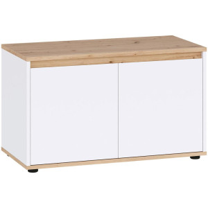 Carryhome Garderobenbank Malea, Weiß, Eiche Artisan, 1-Sitzer, 83.4x50x41.2 cm, Garderobe, Garderobenbänke, Garderobenbänke