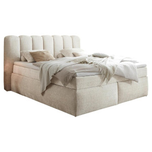 Boxxx Boxspringbett, Creme, Kunststoff, H3 + H4, 7-Zonen, Höhe ca. 18 cm, 180x200 cm, Matratze, gepolstertes Kopfteil, Topper durchgehend,