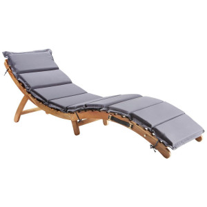 Ambia Garden Gartenliege, Akazie, Dunkelgrau, Holz, Textil, Akazie, massiv, Füllung: Schaumstoff, 168x55x54 cm, klappbar, Holzmöbel, Sitzgelegenheiten