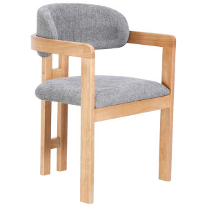 Livetastic Armlehnstuhl, Grau, Eiche, Holz, Textil, Kautschukholz, massiv, eckig, 60x80x52 cm, Esszimmer, Stühle, Esszimmerstühle, Armlehnenstühle